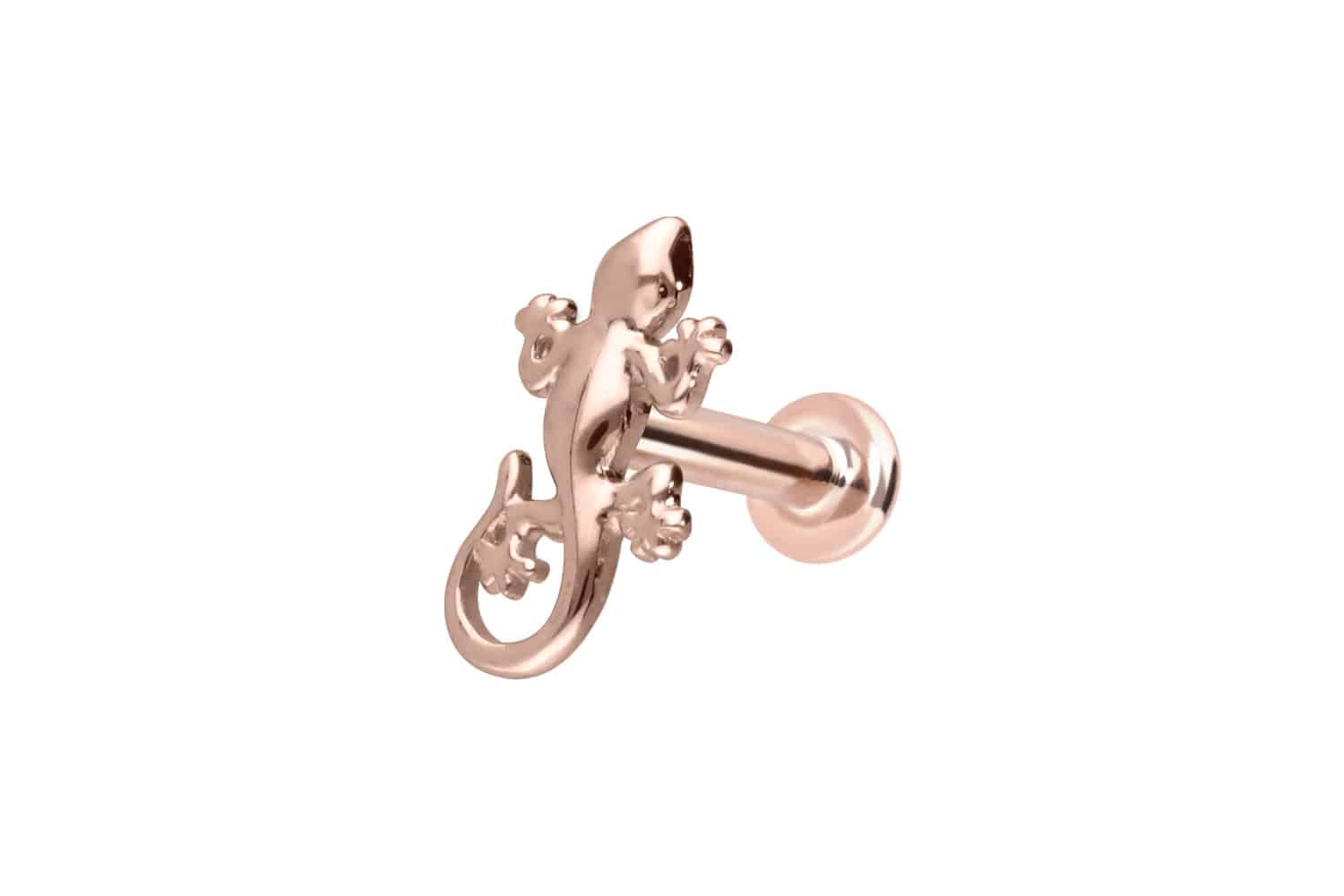 14 Karat Gold Labret Piercing mit Push Fit GECKO